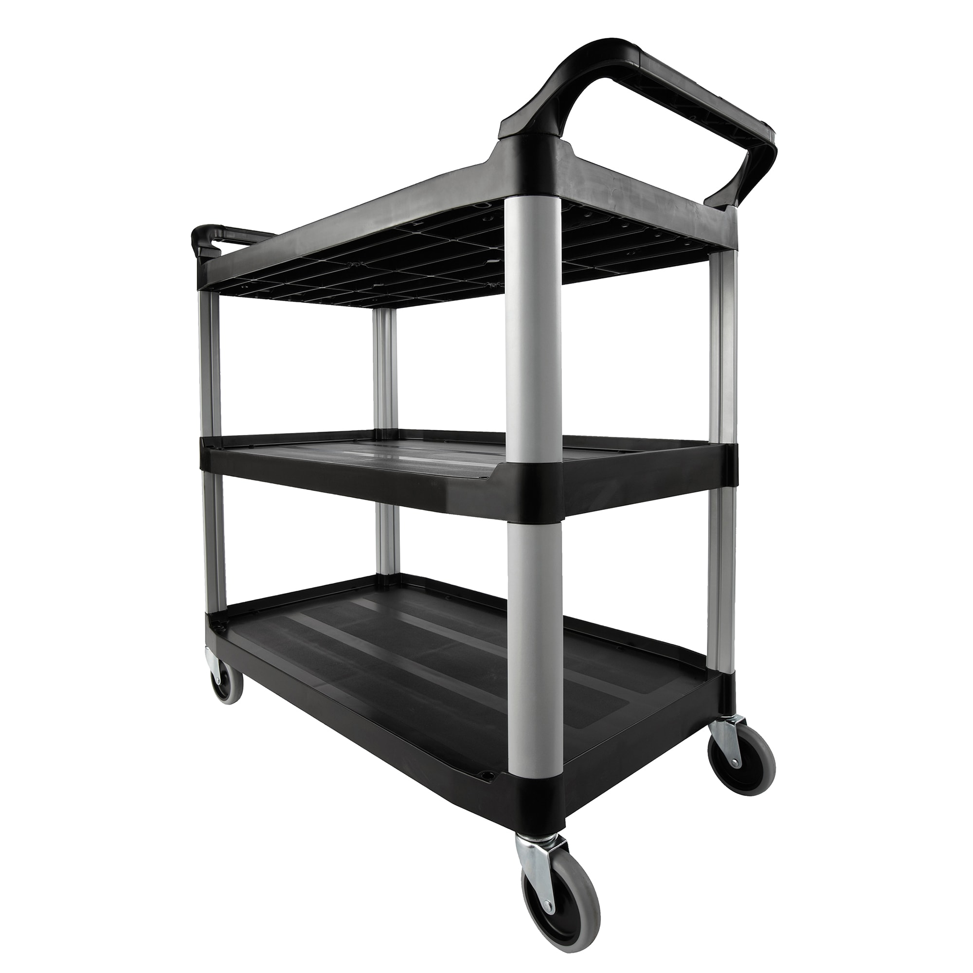 Rubbermaid® FG409100BLA Xtra™ Open Side 3-Shelf Utility Cart