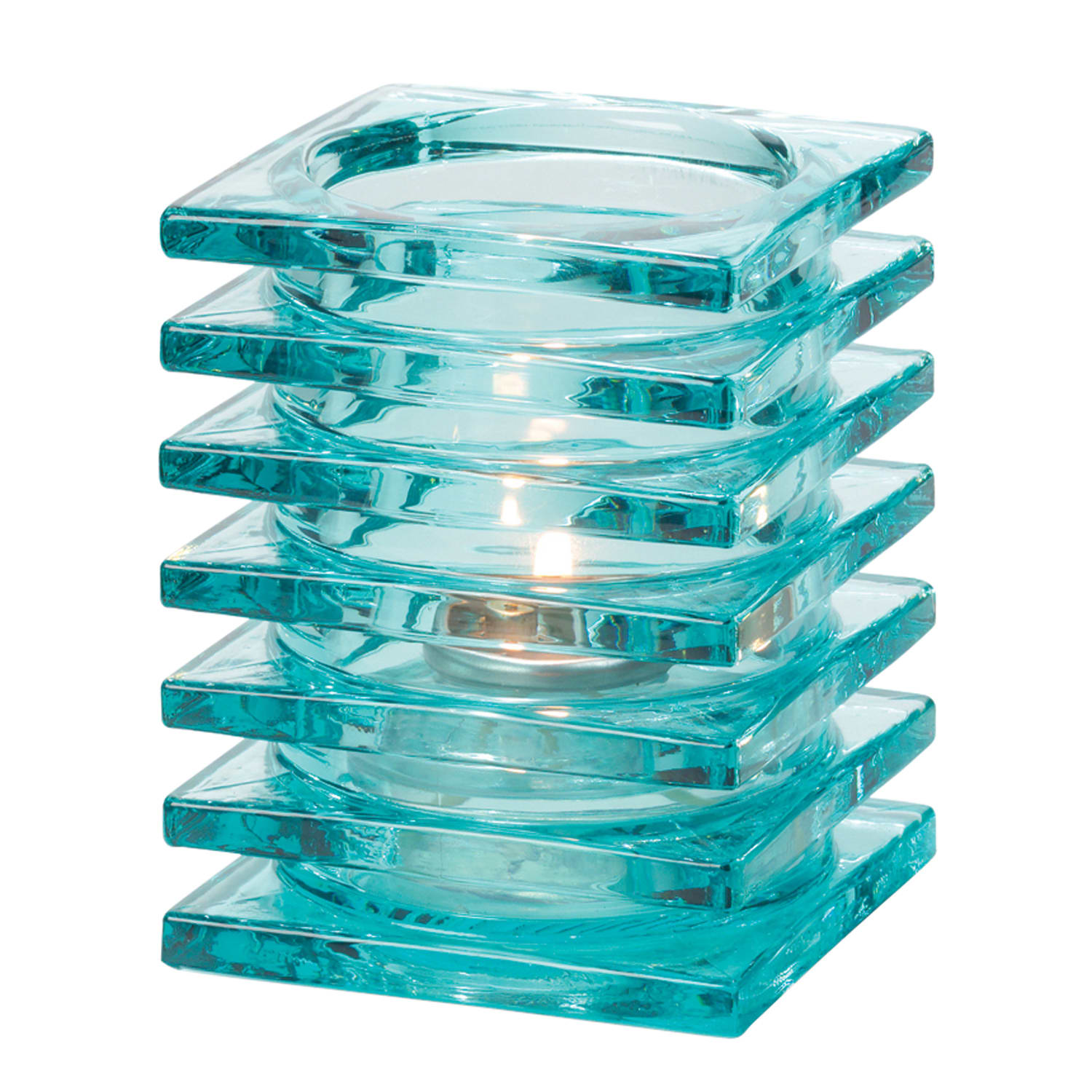 Hollowick® 1501AQ Aqua Stacked Square Glass Block Lamp