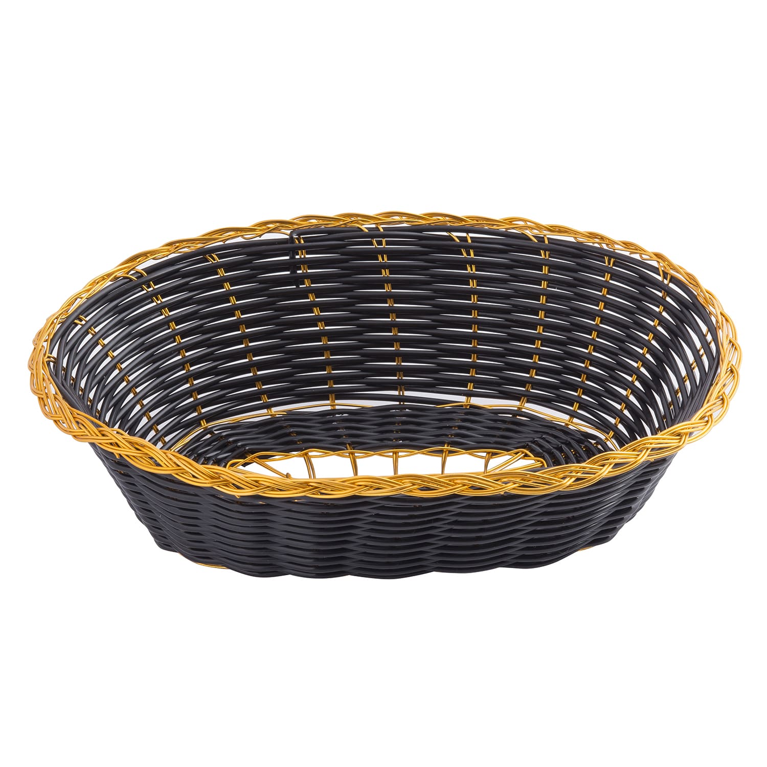 TableCraft® 975B Black 9 Hand-Woven Basket with Gold Trim