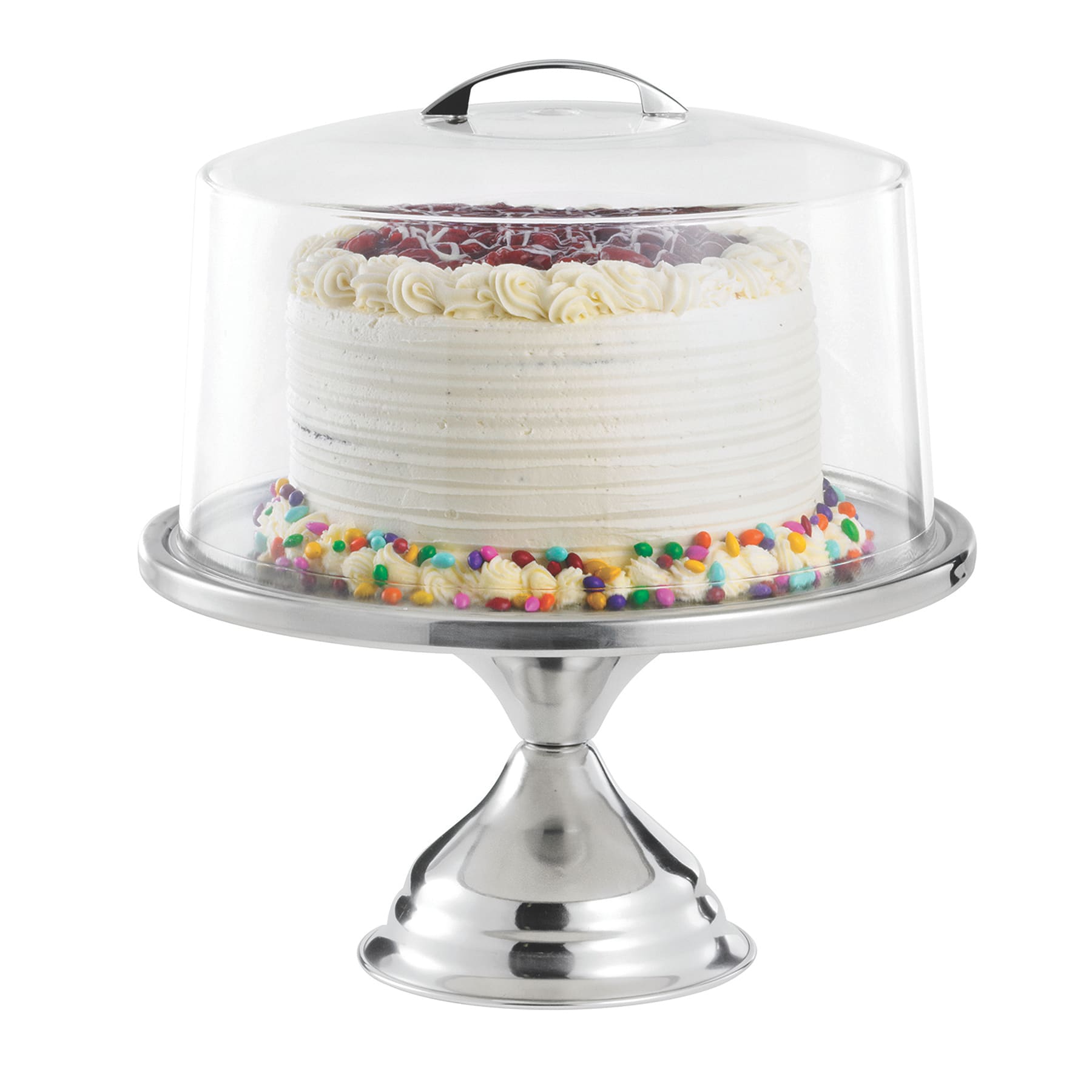 TableCraft Stainless Steel Cake Stand with Cover
