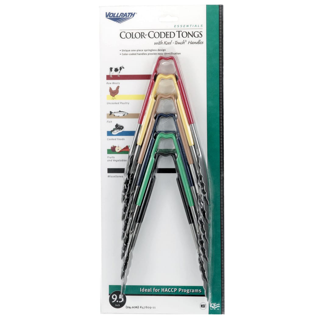 Vollrath Color-Coded 9.5 Inch Utility Tong Set