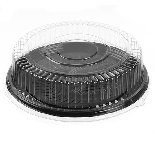Par-Pak Round Black Catering Tray With Lid