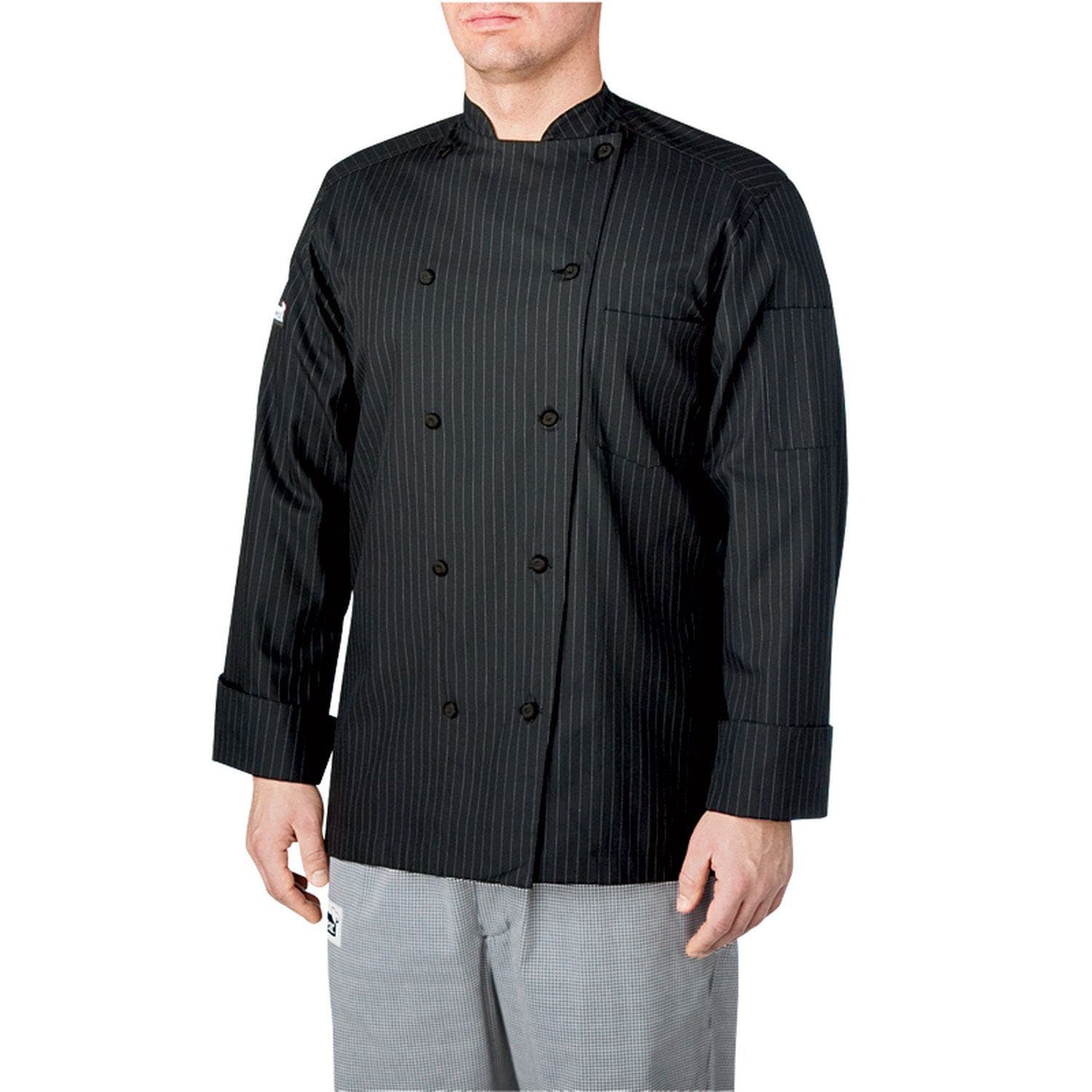 Chefwear 5000-50-XL Black / Gray Pinstripe Chef Jacket
