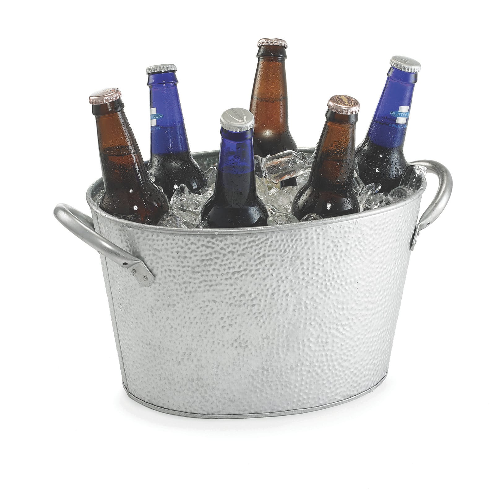 TableCraft GT159 Galvanized Steel 15 x 9 Inch Oval Beverage Tub