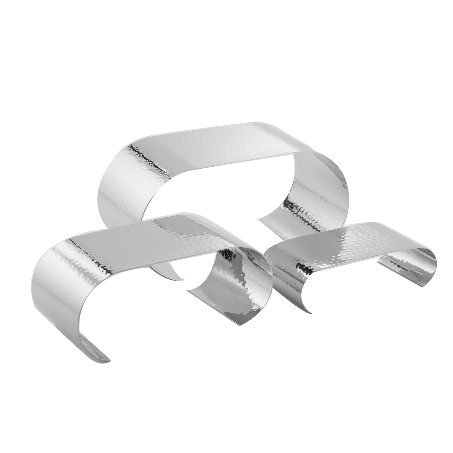 American Metalcraft CRH3 3 Piece Hammered S/S Curl Riser Set