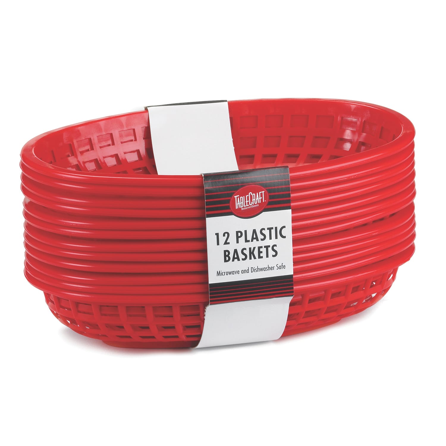 TableCraft C1084R Red Oval Cash & Carry Jumbo Basket - 12 / PK