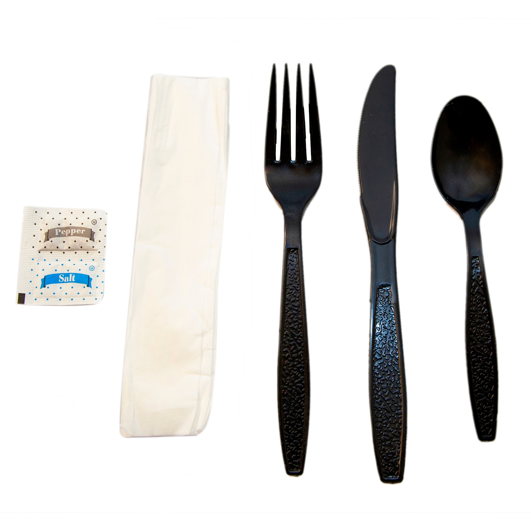 Darling 6025990 Heavy Weight Black 6 Pc. Cutlery Kit - 250 / CS