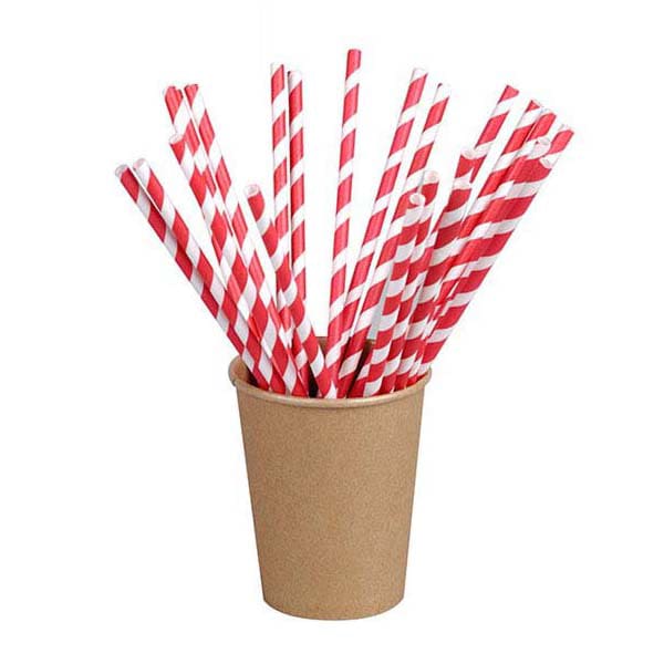PackNWood 210CHP19EMBR Red Striped 7.75 Inch Paper Straw - 6000 / CS
