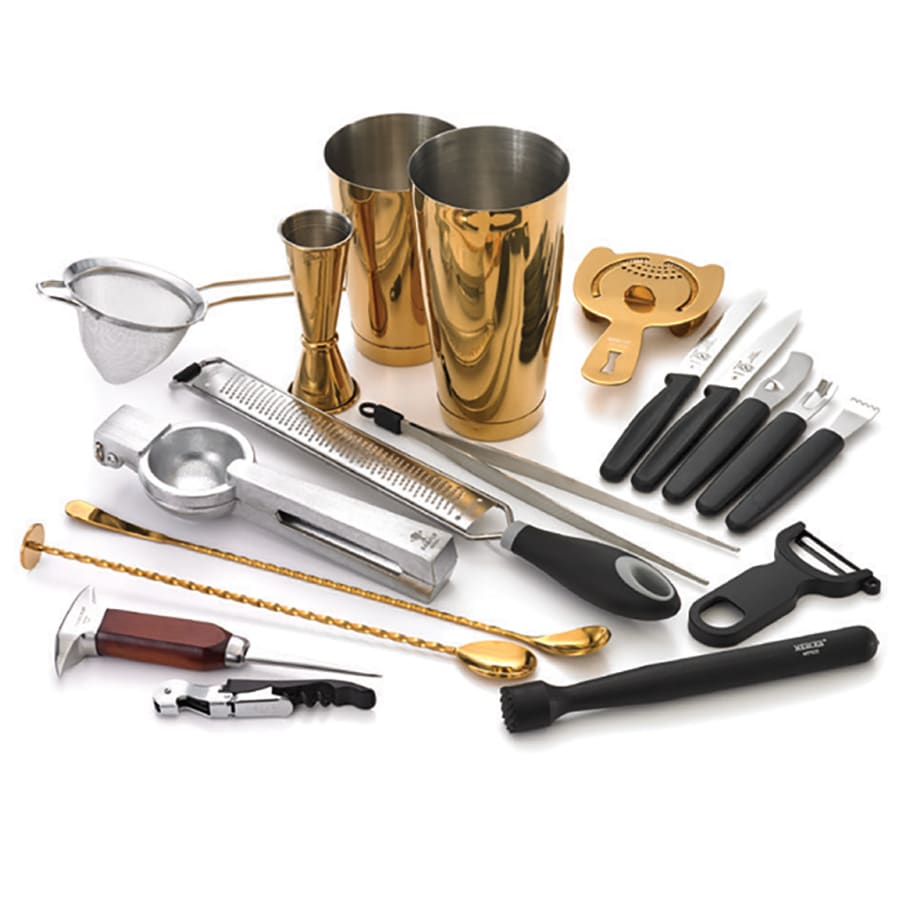 Mercer Culinary M37102GD Gold 18-Piece Bar Accessory Package