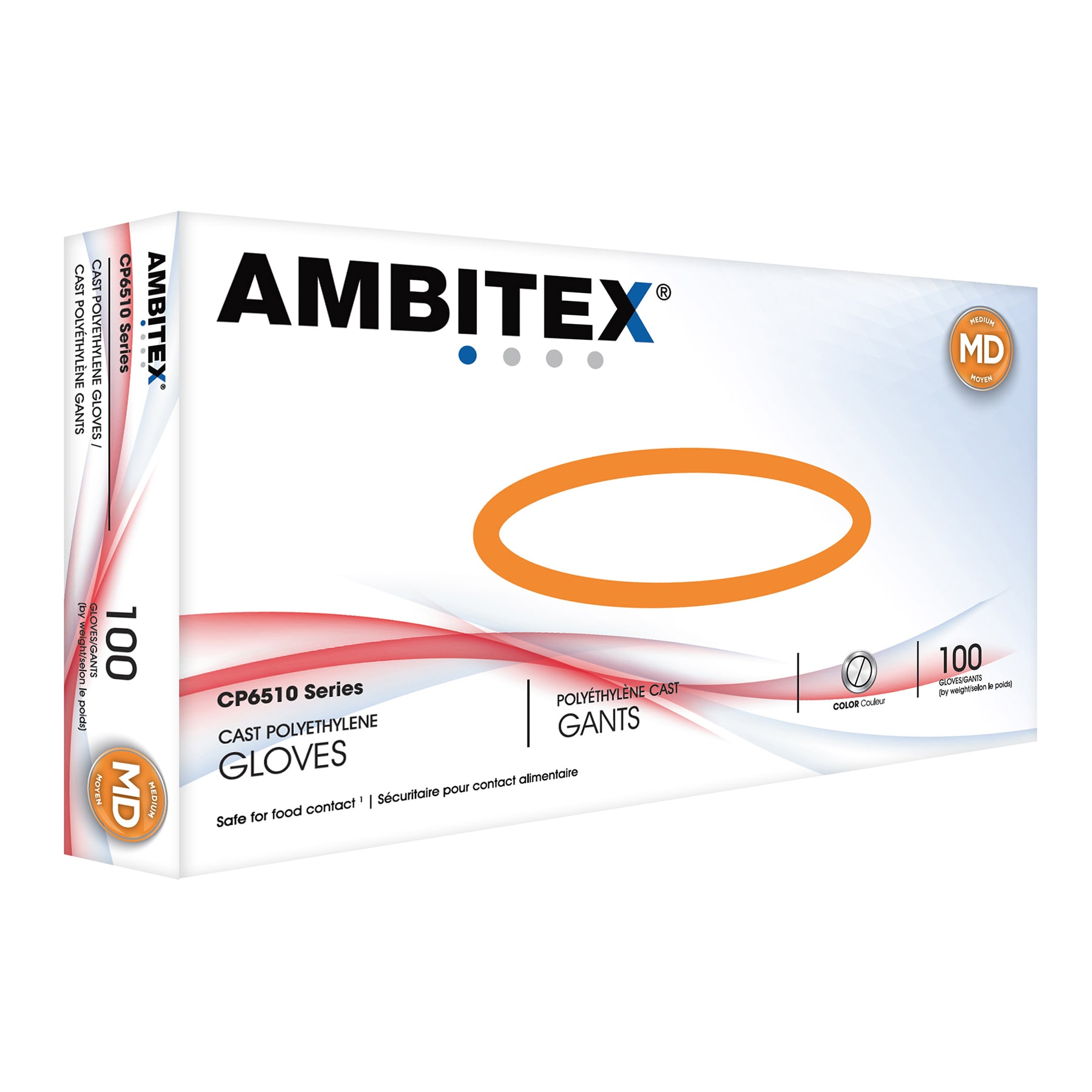 Tradex CP6510-MD Ambitex Med Textured Cast Poly Gloves - 100 / BX