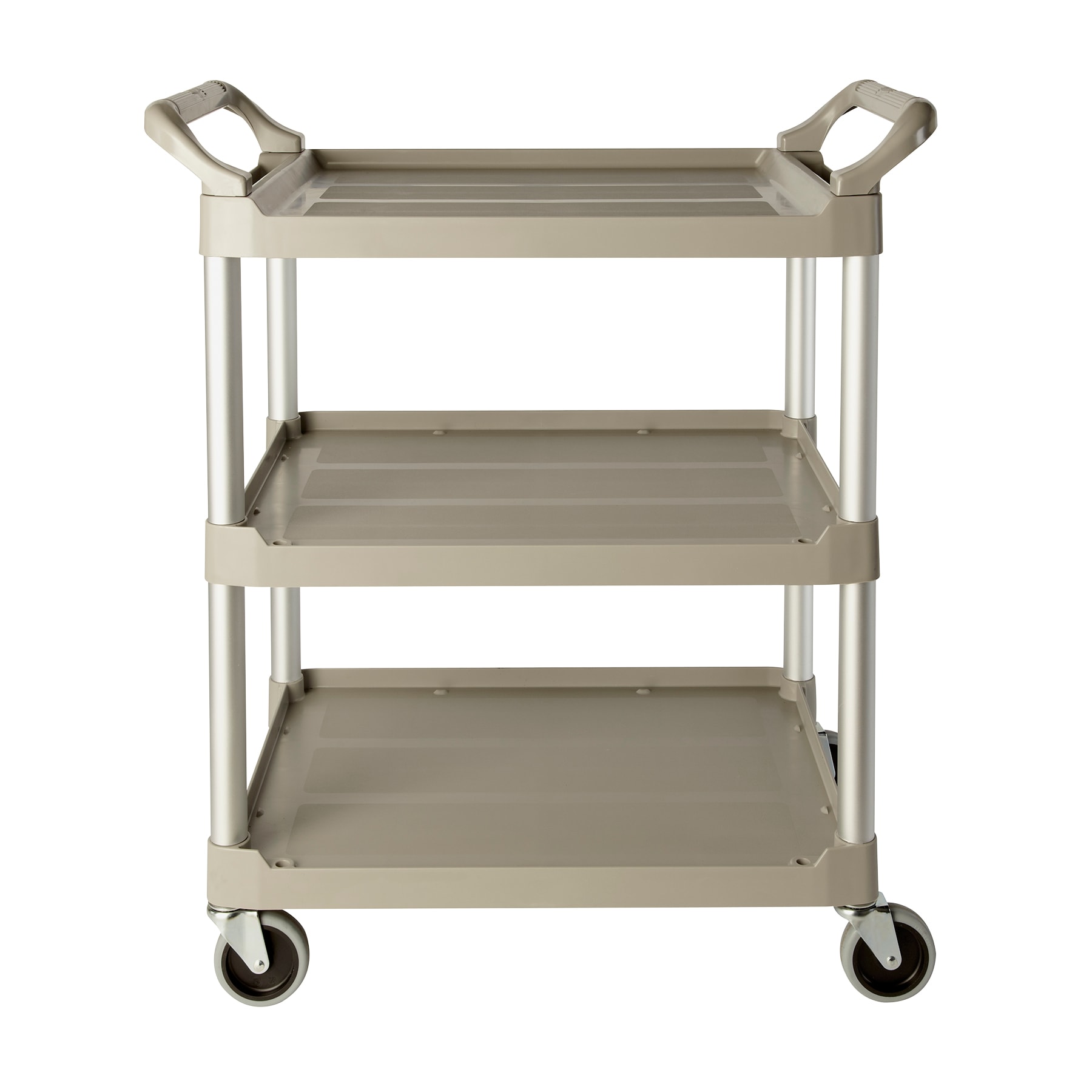Rubbermaid® FG342488PLAT 3-Shelf Utility Cart with Swivel Casters