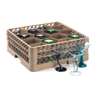 Traex® TR18JJ Yellow 12 Compartment Glass Rack with 2 Extenders