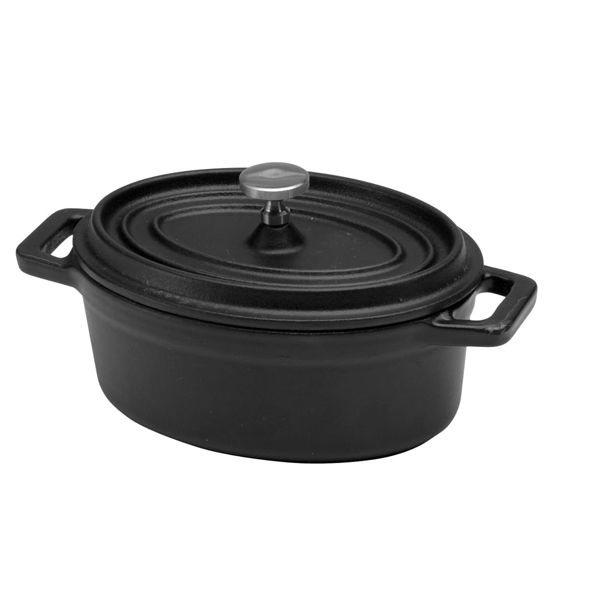 Oneida 80204411MAT Black Gloss Oval Cast Iron 9.5 Oz. Baker with Cover ...