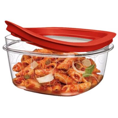 Rubbermaid® FG7H77TRCHILI Premier Clear 5 c. Container w/ Red Lid