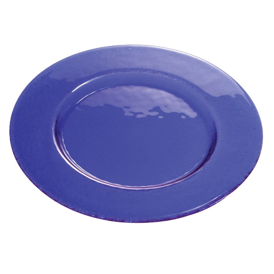 Service Ideas Tuscany Glass™ Pebbled Blue Plate Wasserstrom
