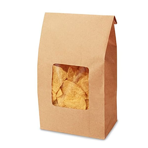Bagcraft 300798 7.5 x 4 x 14.5, Kraft Bag with Window - 250 / CS ...