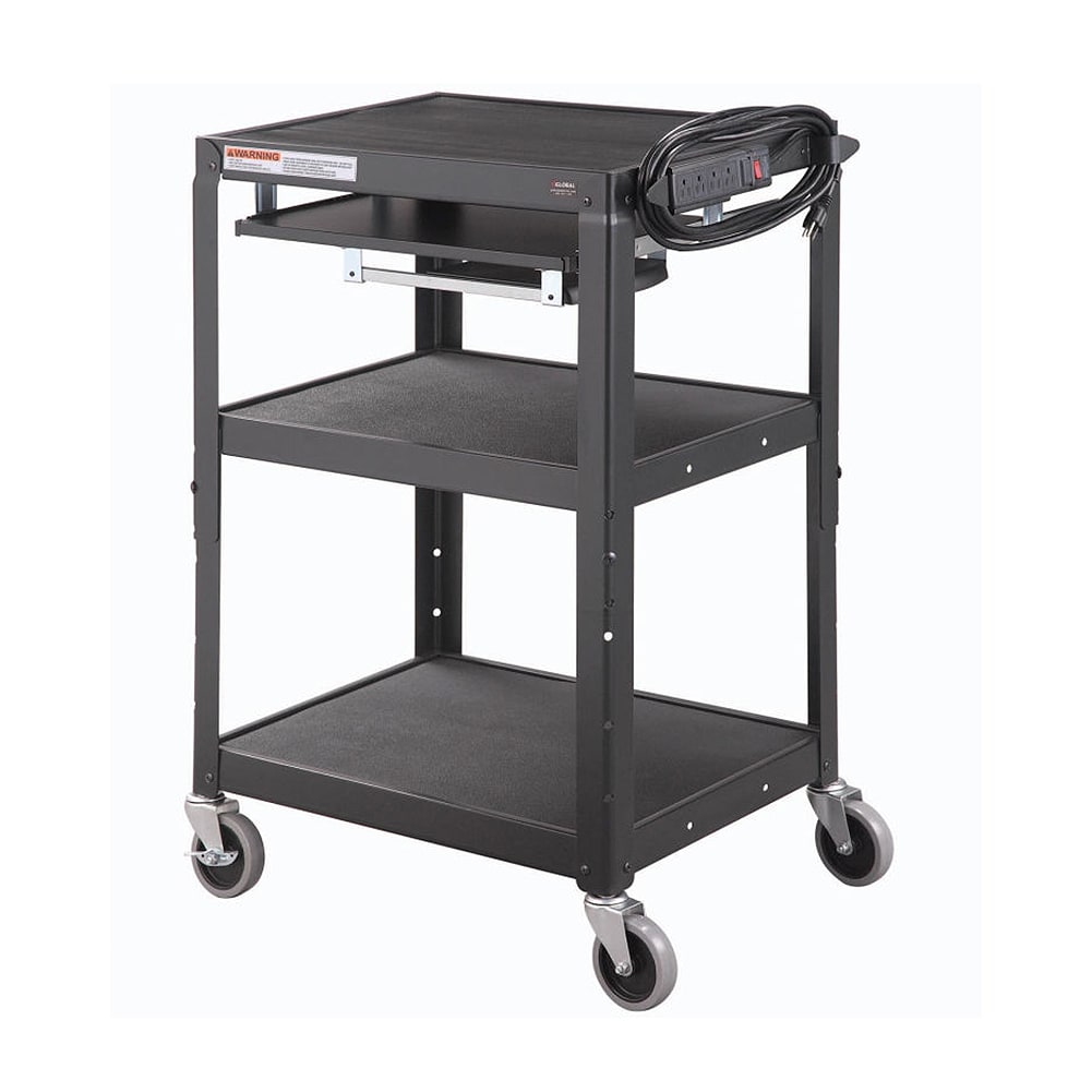 Nexel Ind. 334541BK Black 330Lb Capacity 3 Shelf Workstation Cart ...