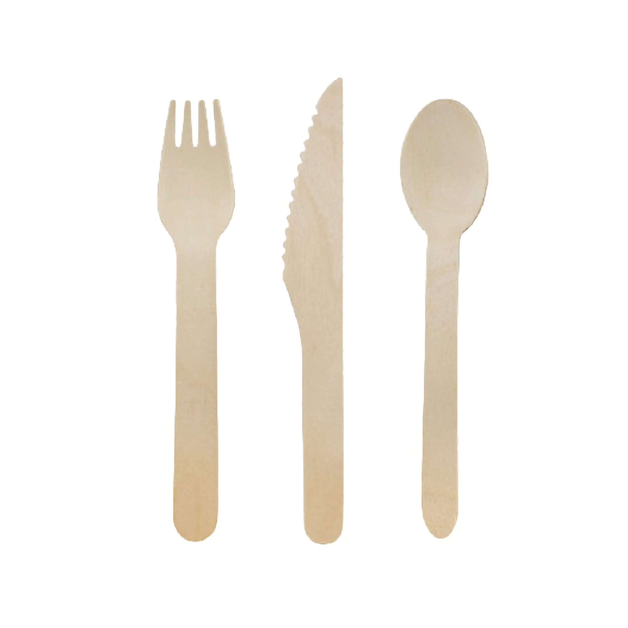 PackNWood 210COUVB3K Wooden 6.2" Fork/Knife/Spoon Kit 250 / CS