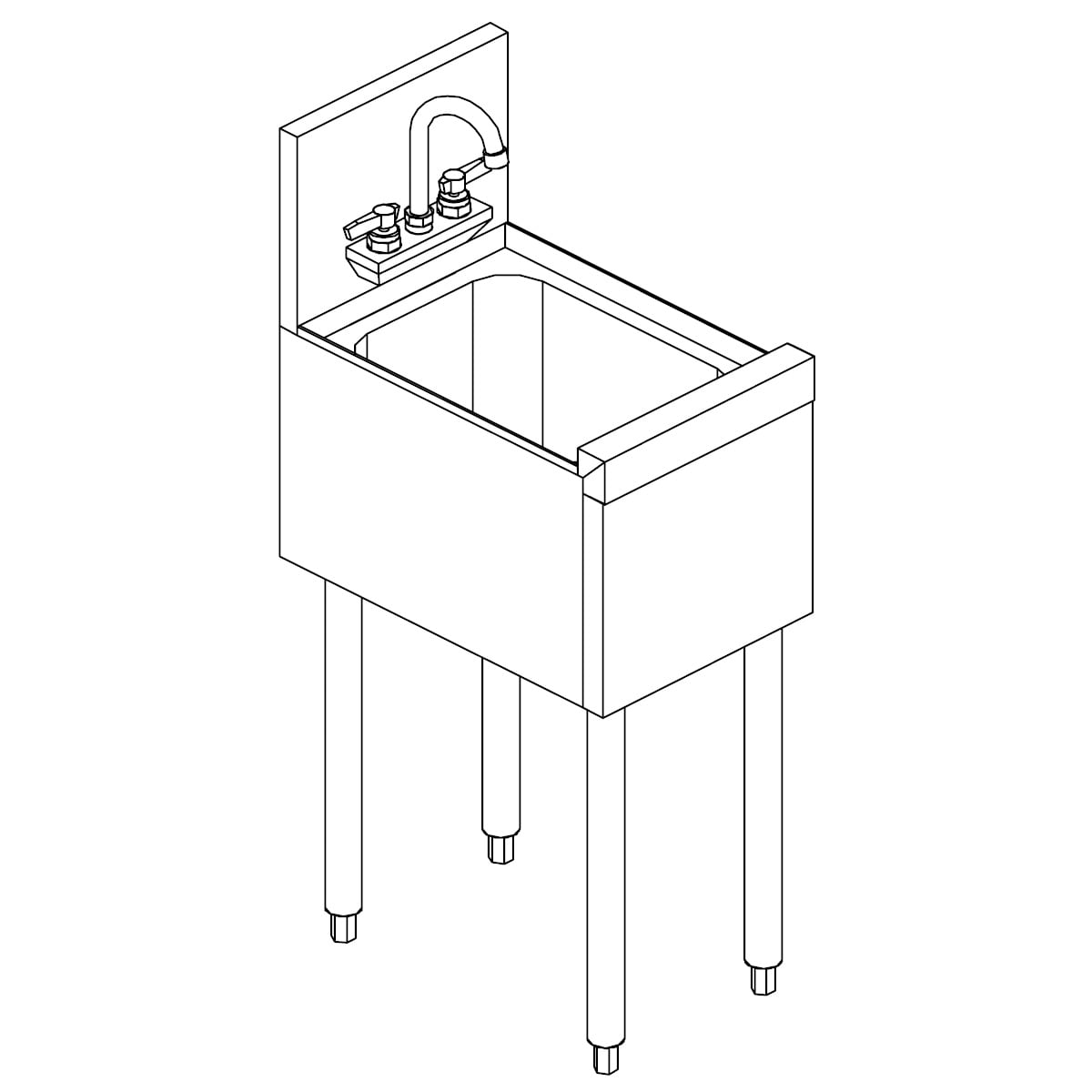 Perlick TS12HS 12" TS Underbar Sink with Front to Back Splash Wasserstrom