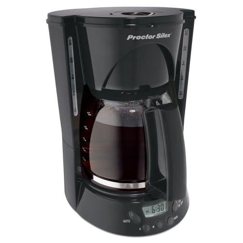 Proctor Silex Black 12 cup Coffee Maker with Clock Wasserstrom