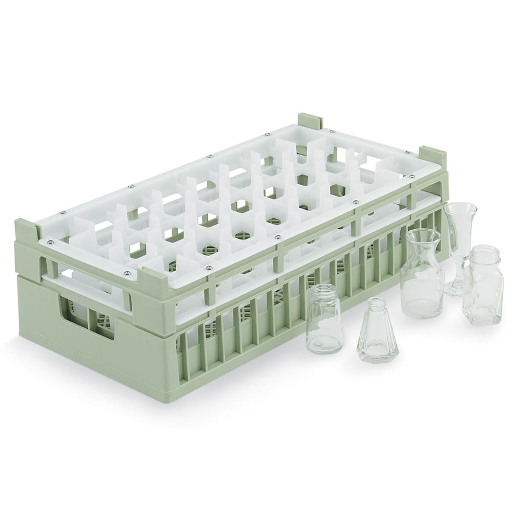 Vollrath 5281510 Light Green Half Size Short 32-Compartment Glass Rack
