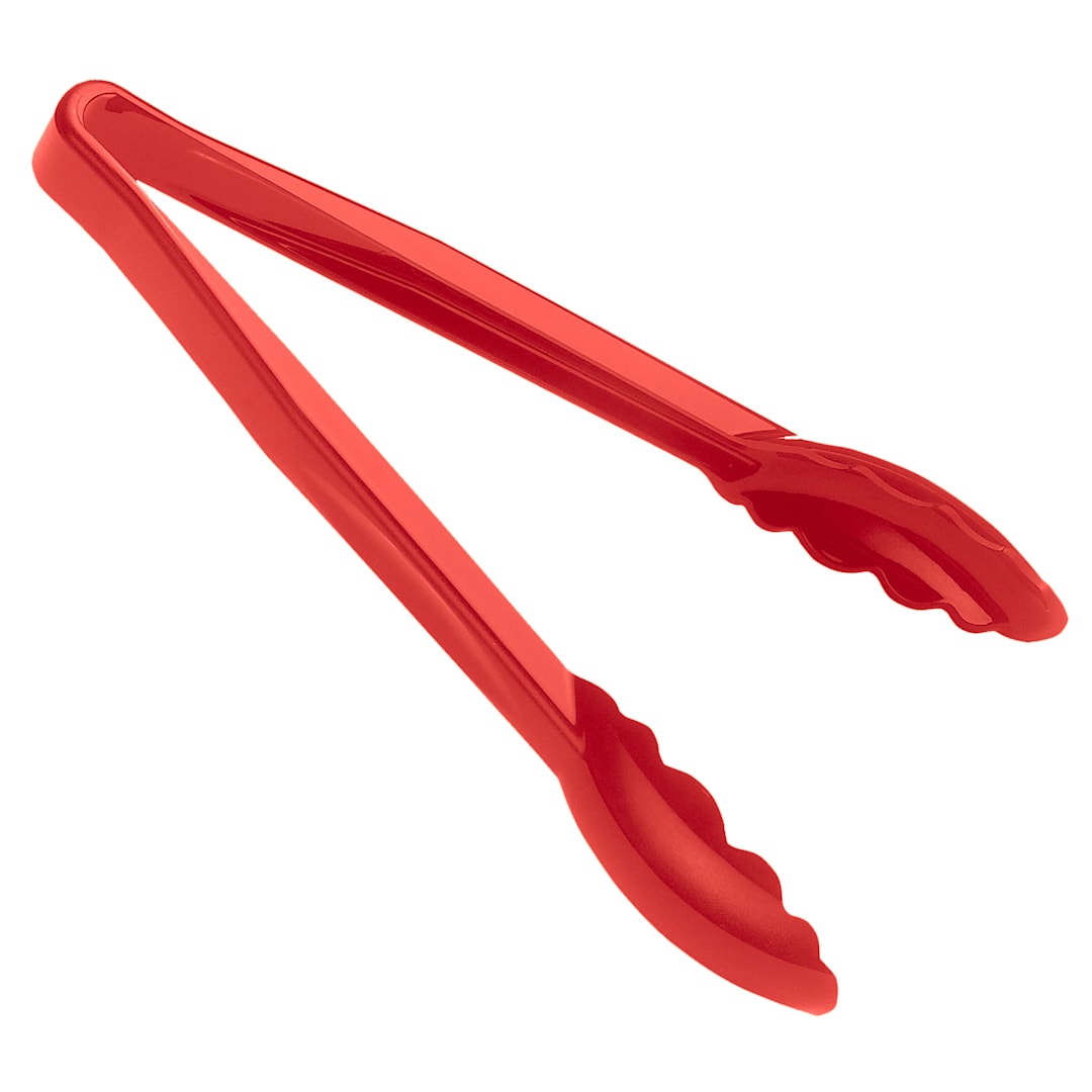 Cambro 9TGS404 Camwear Red 9" Scalloped Tongs