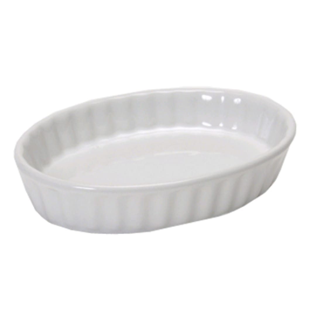 Tuxton BWK-0602 6 Oz. White Oval Fluted Creme Brulee Dish