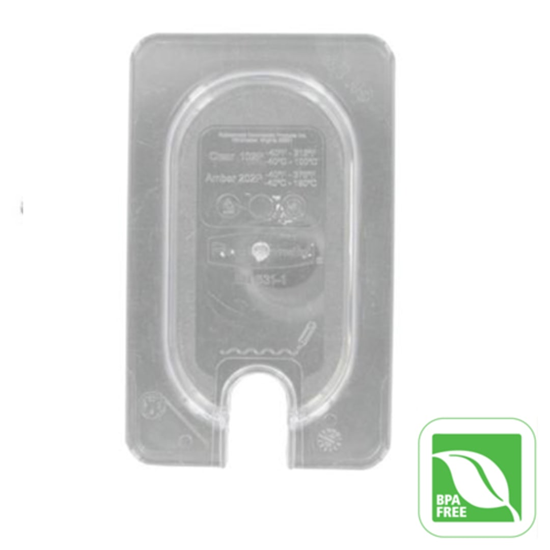 Rubbermaid FG102P86CLR Carb-X 1/9 Sz Cold Food Pan Cover w/ Notch
