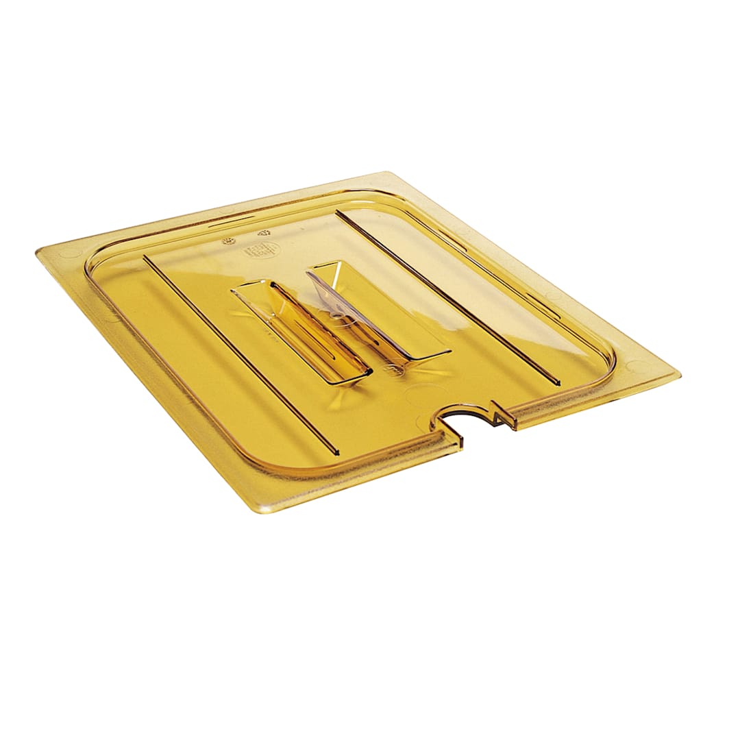 Cambro 20HPCHN150 H-Pan Amber 1/2 Size Notched Food Pan Cover w/Handle