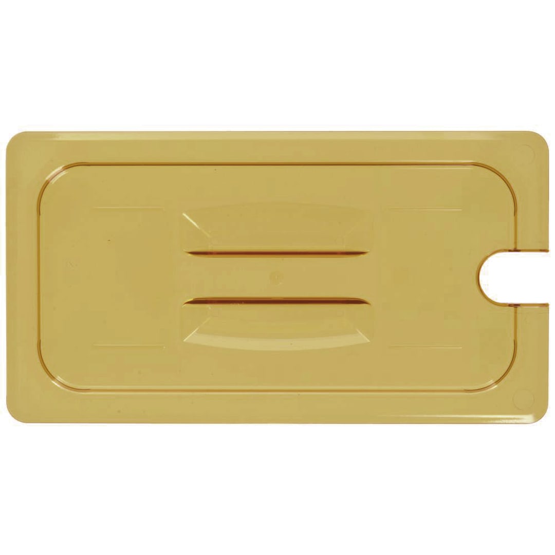 Cambro 30HPCHN150 H-Pan Amber 1/3 Size Notched Food Pan Cover w/Handle