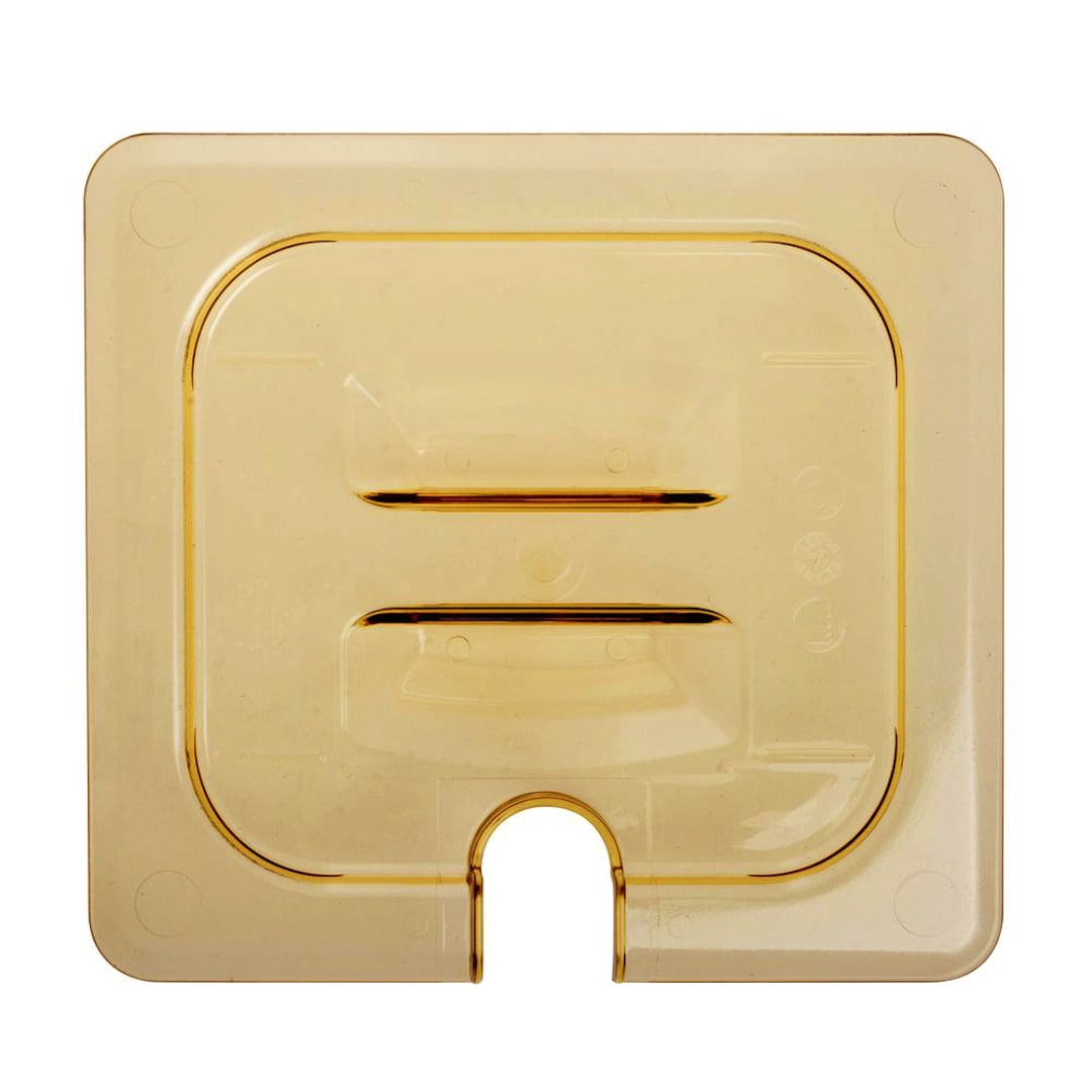Cambro 60HPCHN150 H-Pan Amber 1/6 Size Notched Food Pan Cover w/Handle