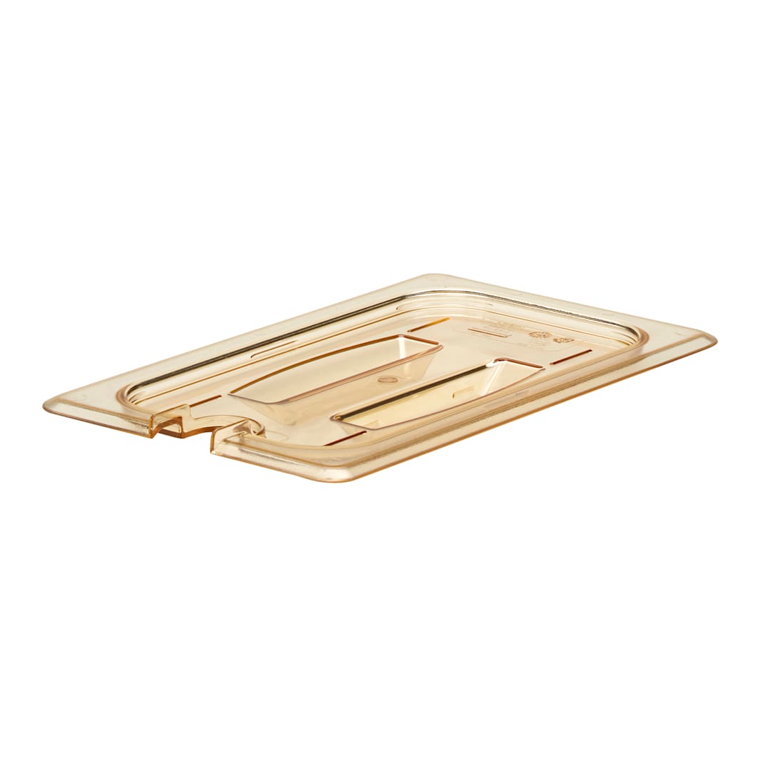 Cambro 40HPCHN150 H-Pan Amber 1/4 Size Notched Food Pan Cover w/Handle