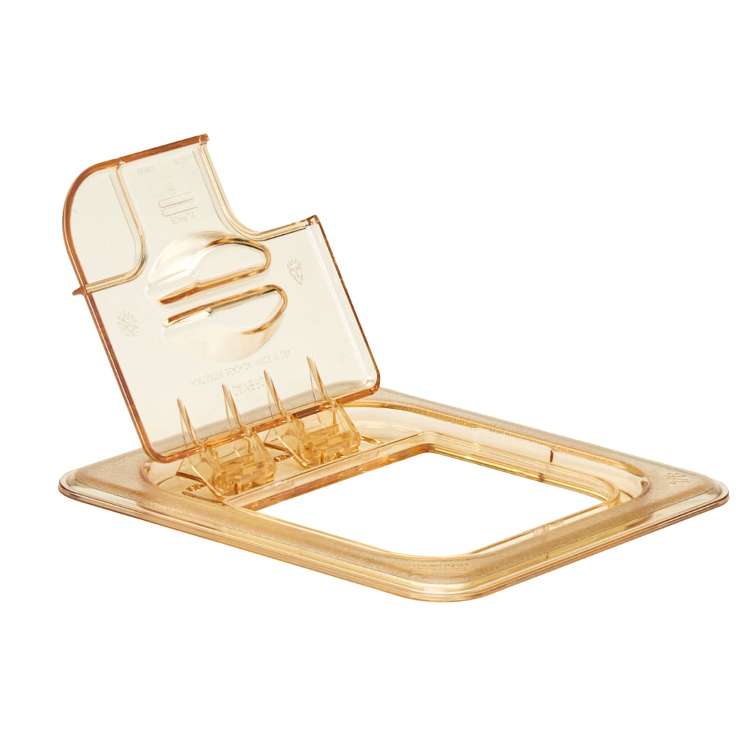 Cambro® 60HPLN150 Amber Notched FlipLid® for 1/6 Size Food Pan