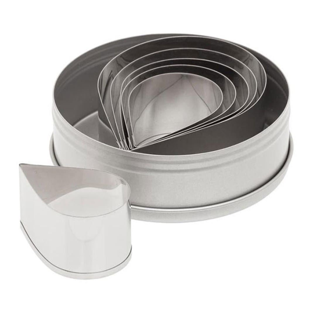 Ateco 5252 Stainless Plain Edge Tear Drop Cutter Set - 6 / ST
