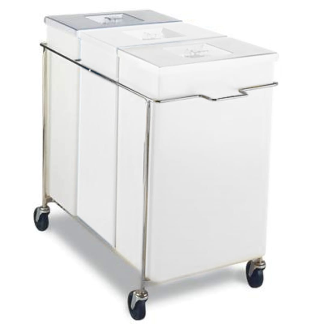 Faribo P434 C/A-PW-0111 3-Compartment White Bin Assembly W/ White Lids