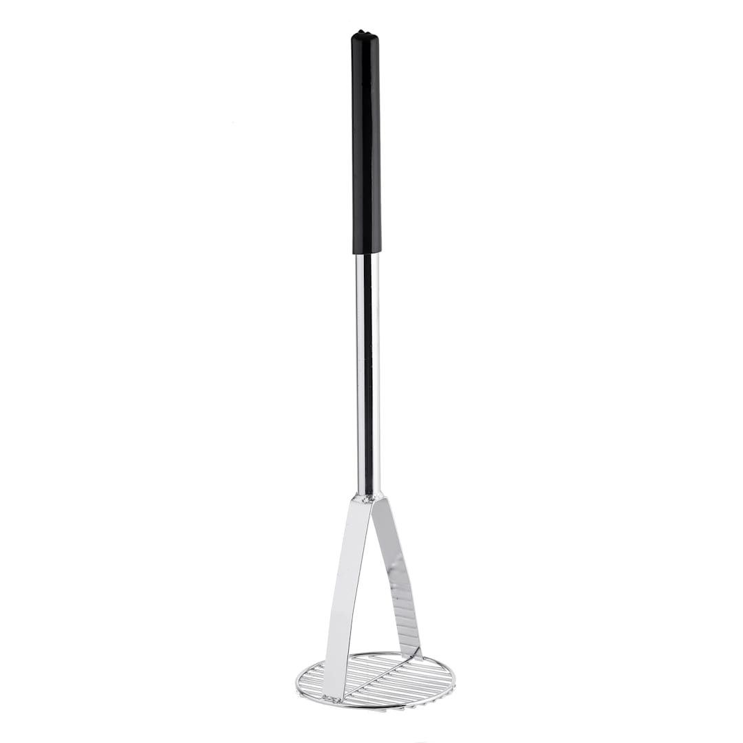 TableCraft 7324 Chrome Plated 24" Round Face Masher with Black Handle