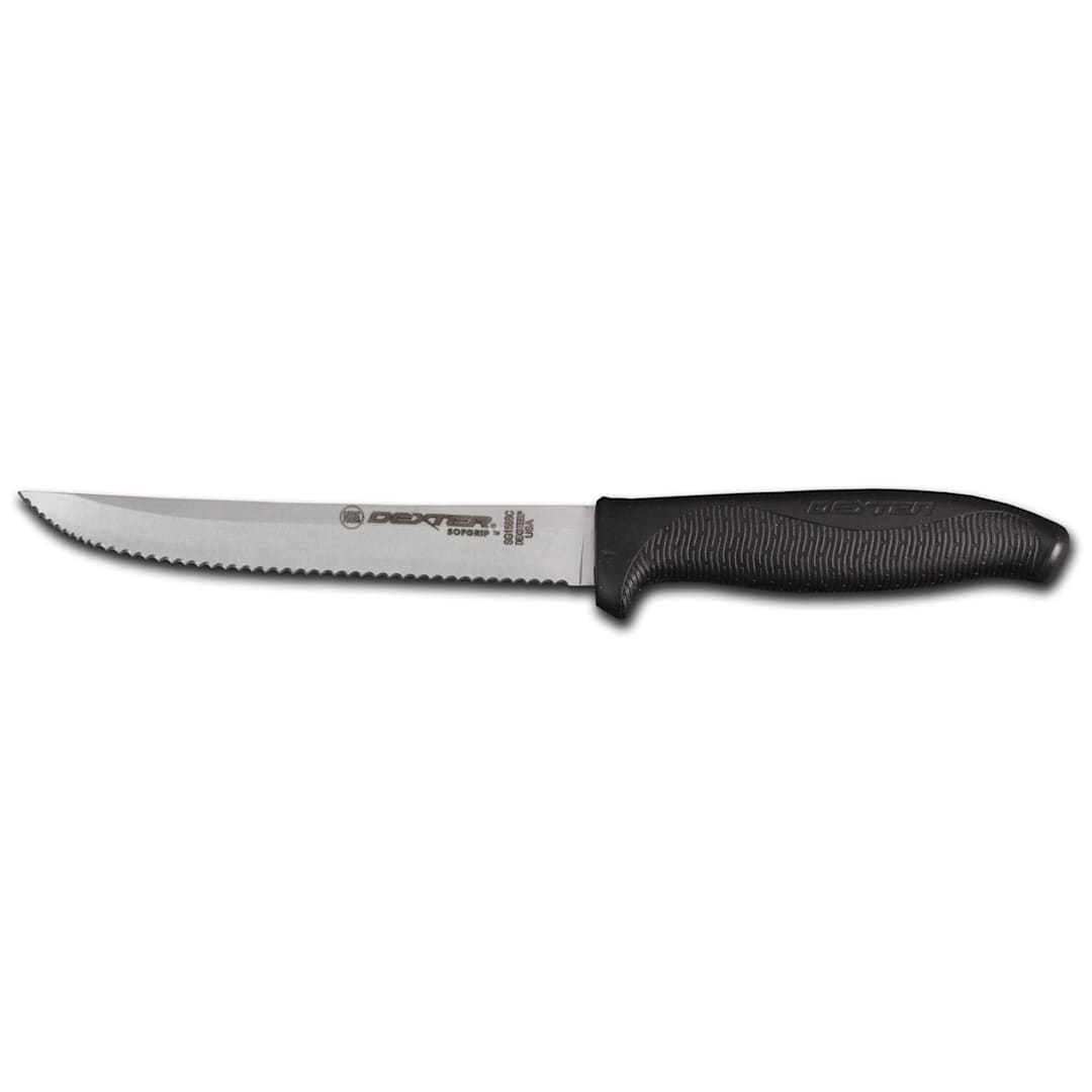 Dexter Russell SG156SCB-PCP SofGrip Black 6 In Scalloped Utility Knife