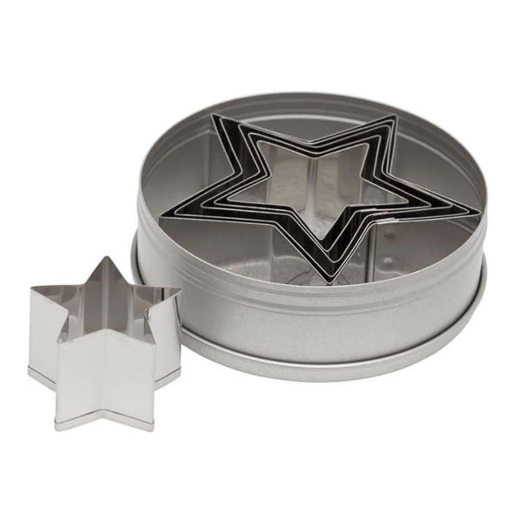 Ateco 7805 Stainless Plain Edge Star Shaped Cutter Set - 6 / ST