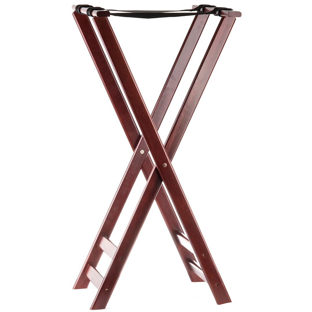 TableCraft 22 Tall Mahogany Finish 38" Teak Wood Tray Stand