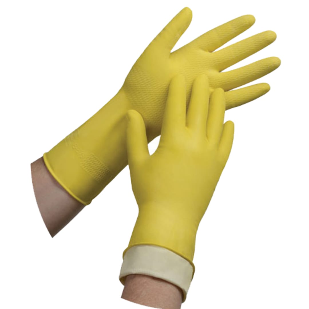 Tradex L6500-XL Ambitex Pair of Yellow Flock Lined Latex Gloves