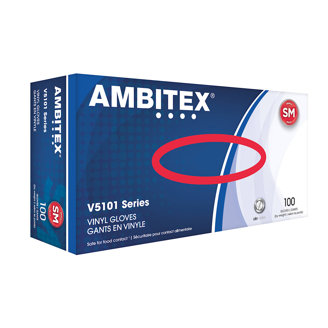 Tradex V5101-SM Ambitex Small Powdered Vinyl Gloves