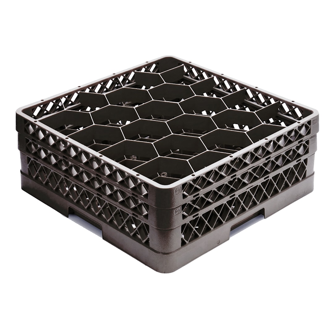 Traex® TR11GG-06 Black 20 Compartment Glass Rack with 2 Extenders
