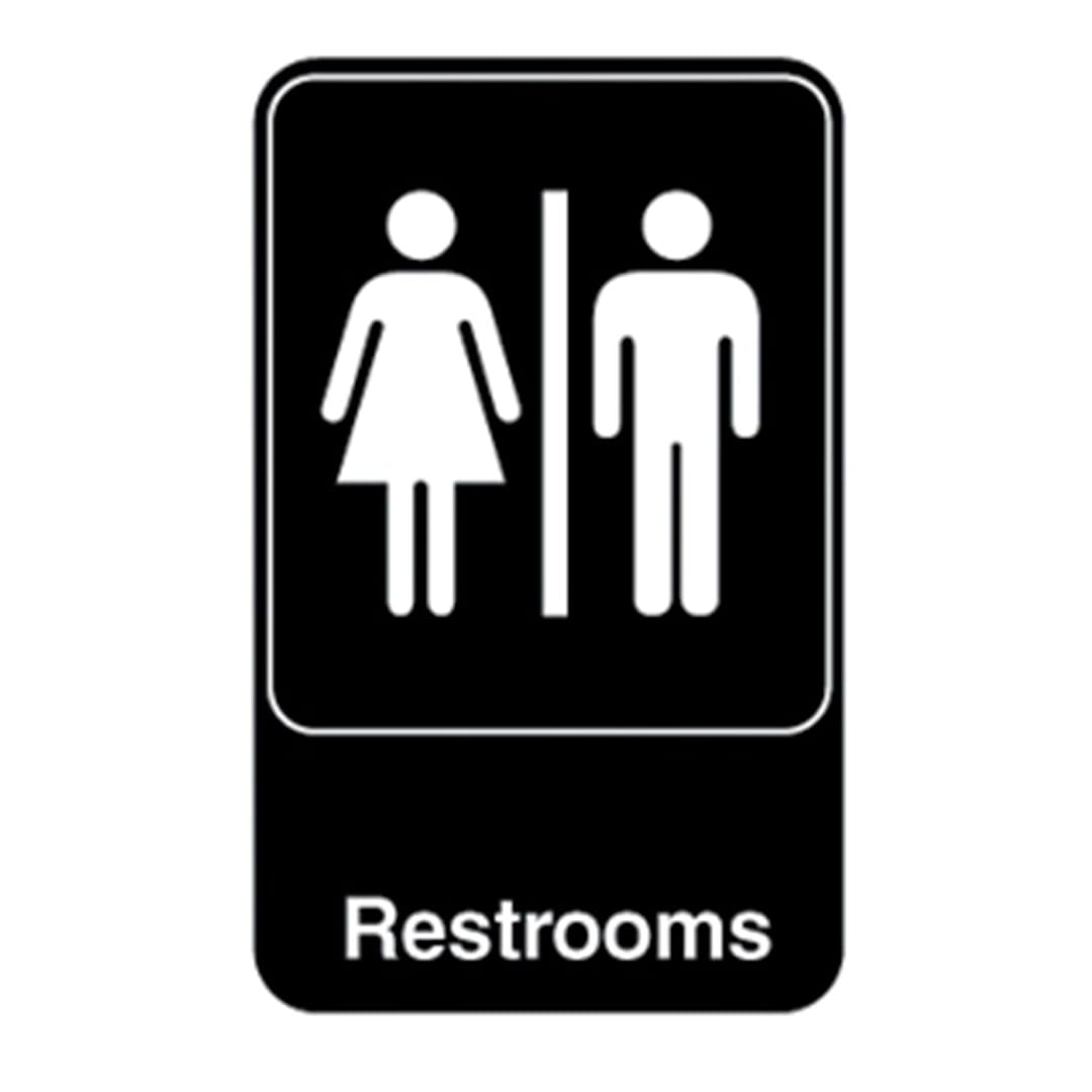 Traex® 5617 Black "RESTROOM" Sign with White Letters