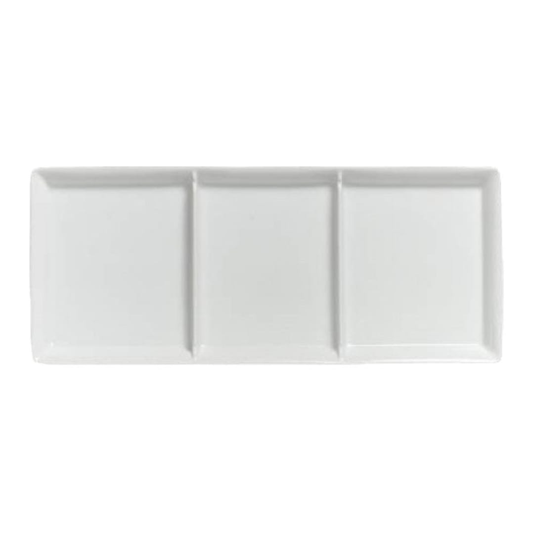 Folio by Patra 6302P279 Rectangular 3-Compartment Tray - 6 / CS