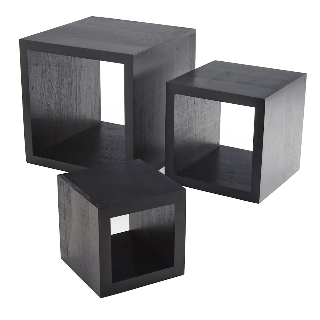 American Metalcraft RSB1 Black Wooden Square 3-Piece Riser Set