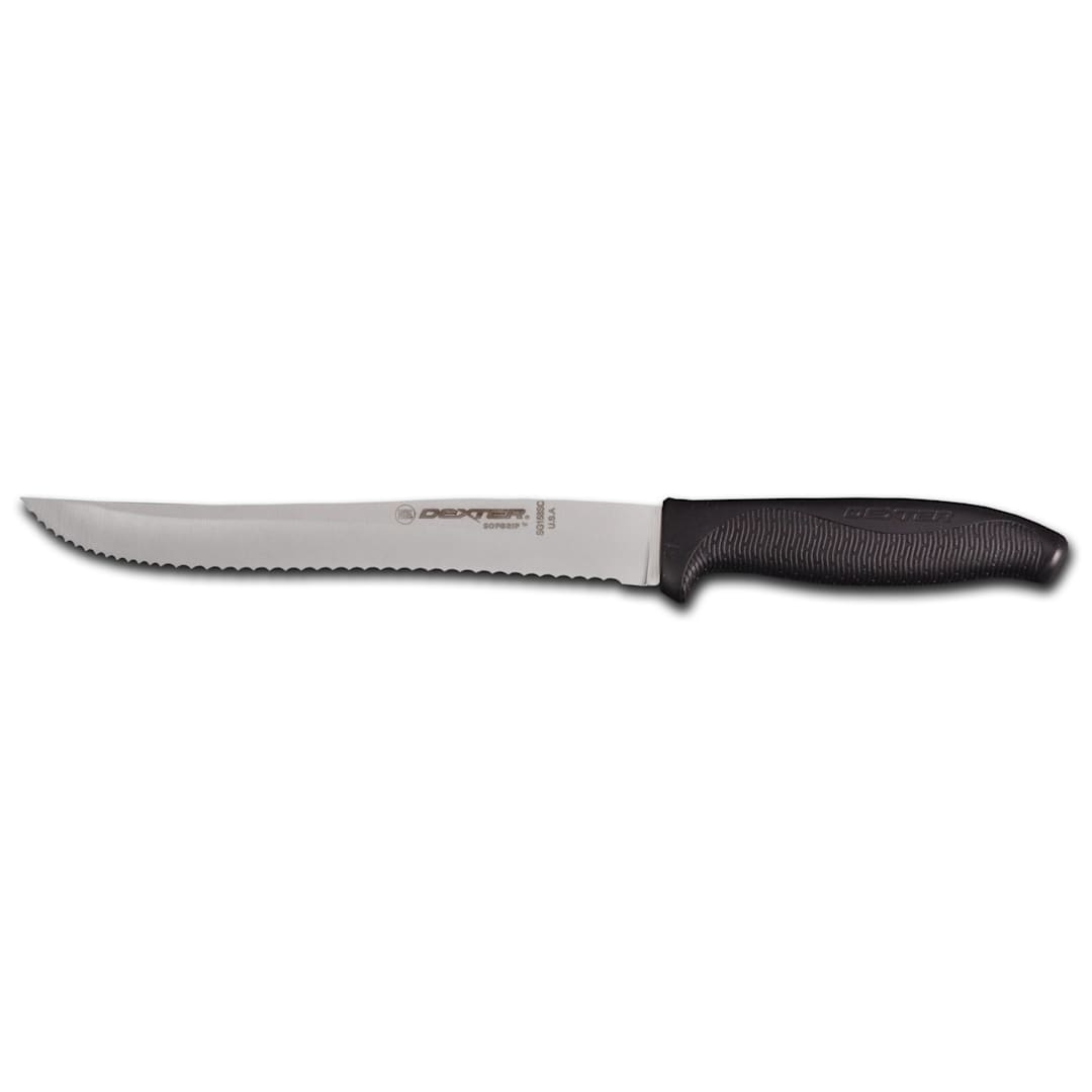 Dexter Russell SG158SCB-PCP SofGrip Black 8 In Scalloped Utility Knife