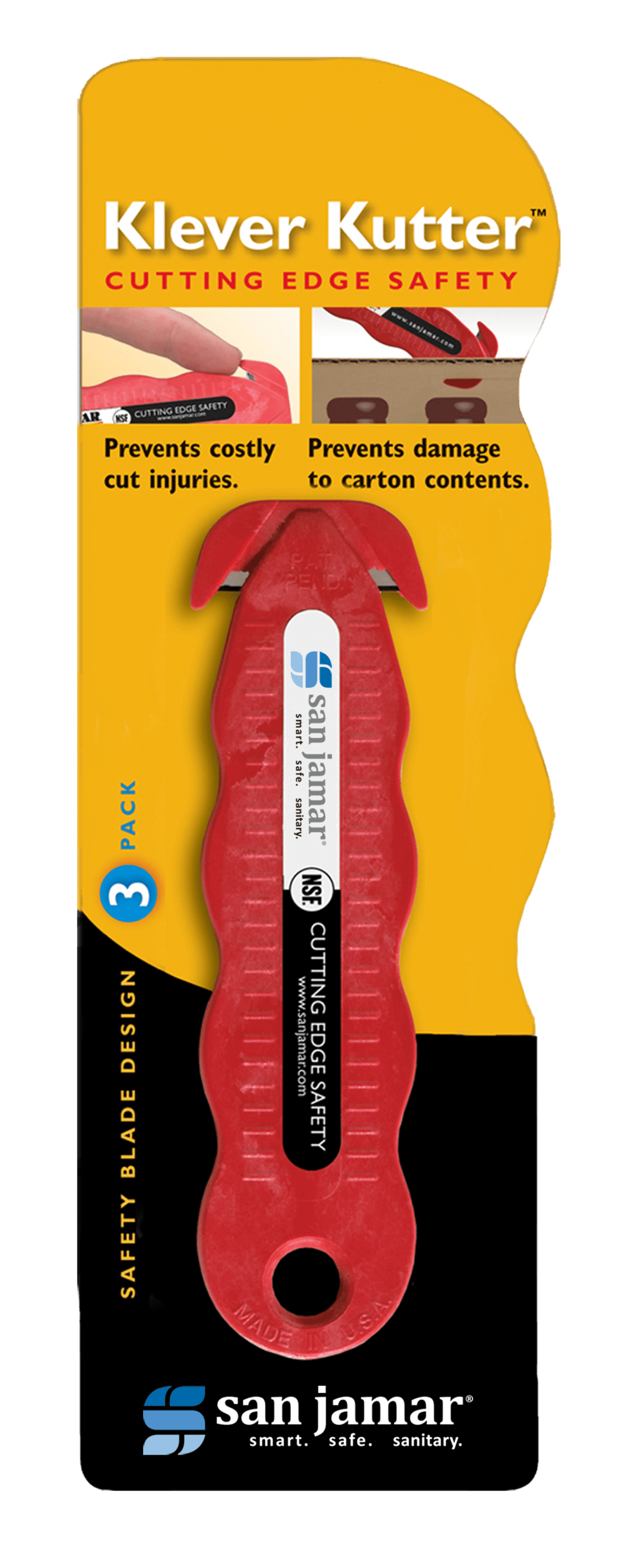 San Jamar® KK403 Klever Kutter™ Red Carton Opener - 3 / PK