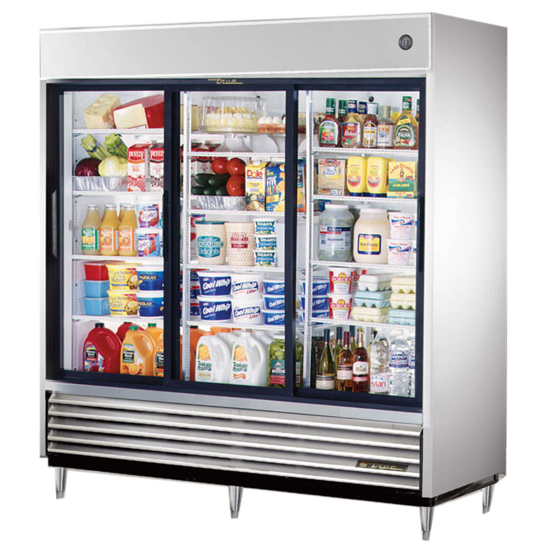 True TSD-69G-LD S/S 69 Cu Ft Reach-In Refrigerator w/ 3 Sliding Doors