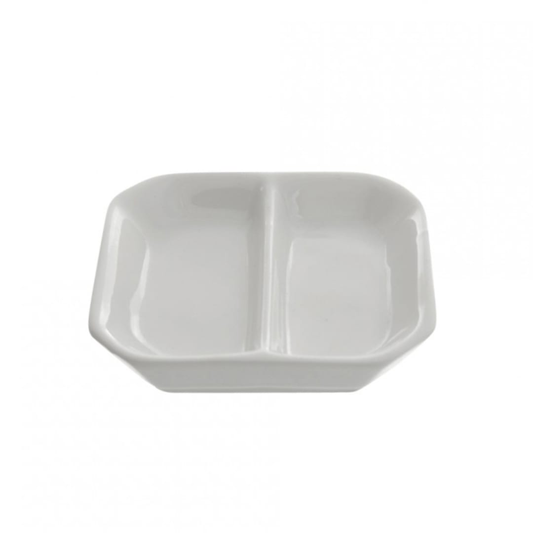 10 Strawberry Street WTR-3DIV White 3" Divided Sauce Dish