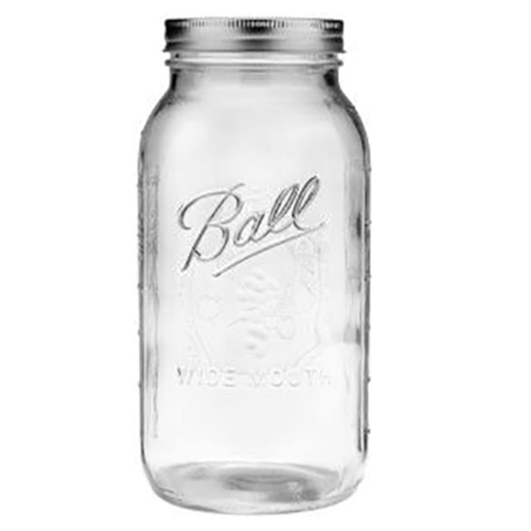 Ball® 68100 Wide Mouth 64 Oz. Glass Mason Jars - 6 / CS